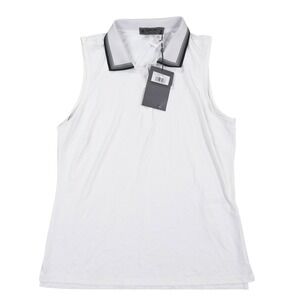 G/FORE Snow Tux Rib Pleated Collar Sleeveless Polo Women Size S White
